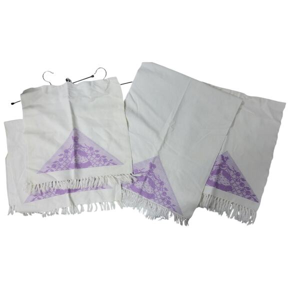 Unbranded Other - 💜 Vintage Set of 4 Lavender Fringe Table Runners  – Boho Cottagecore Home Décor